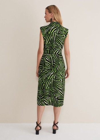 Phase Eight Trinny Zebra Print Trench Dress Green Australia | EF0916758